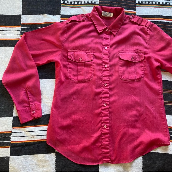Vintage Cherry Stix ltd Pink Button down Polycotton Top. 1960’s. Large. Pockets. - Picture 8 of 16